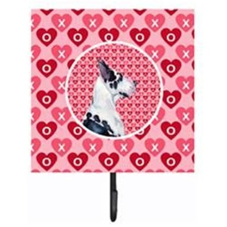 MICASA 4.25 x 7 in. Great Dane Valentines Love and Hearts Leash Or Key Holder MI718758